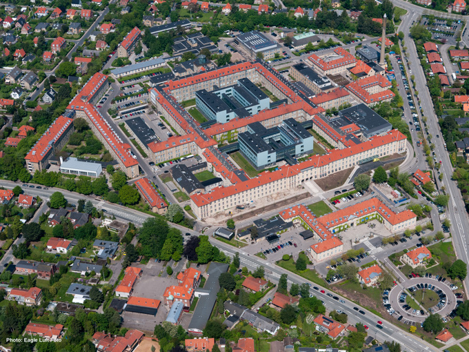 Luftbild des Gentofte Krankenhauses